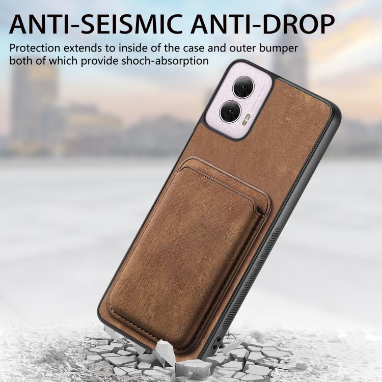 Retro Leather Card Bag Magnetic Phone Case, Compatible with Motorola Moto Edge 60 Fusion