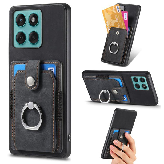 Retro Skin-feel Ring Card Wallet Phone Case
