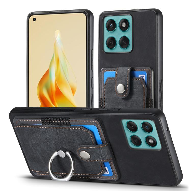 Retro Skin-feel Ring Card Wallet Phone Case