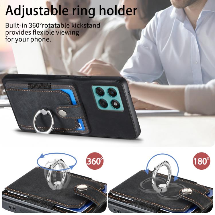 Retro Skin-feel Ring Card Wallet Phone Case
