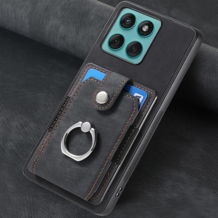 Retro Skin-feel Ring Card Wallet Phone Case