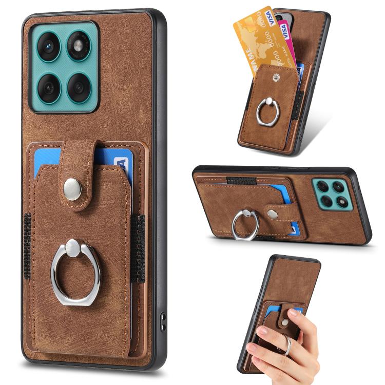 Retro Skin-feel Ring Card Wallet Phone Case