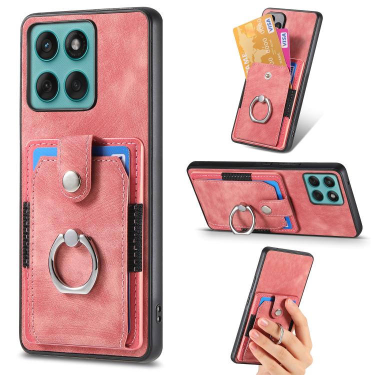 Retro Skin-feel Ring Card Wallet Phone Case