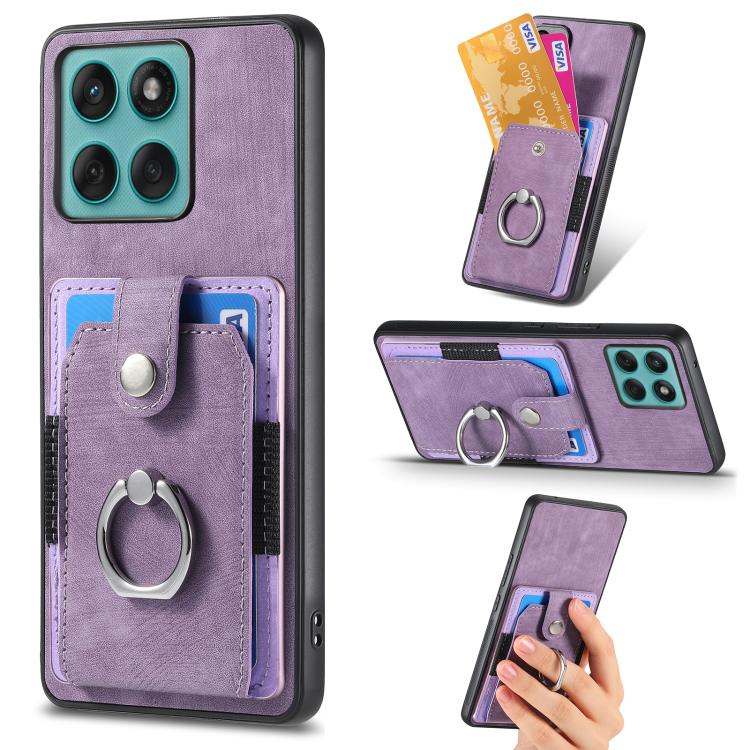 Retro Skin-feel Ring Card Wallet Phone Case