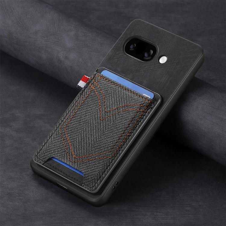 Denim Texture Leather Skin Phone Case with Card Slot, Compatible with Google Pixel 9a