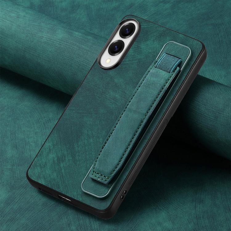 Retro Wristband Holder Leather Back Phone Case, Compatible with Samsung Galaxy S25 Edge 5G