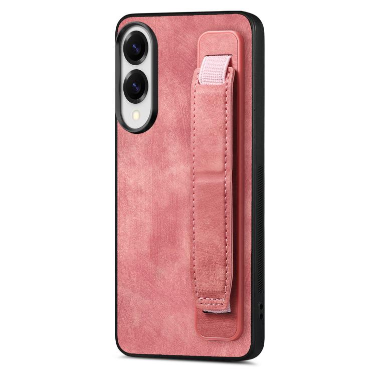 Retro Wristband Holder Leather Back Phone Case, Compatible with Samsung Galaxy S25 Edge 5G