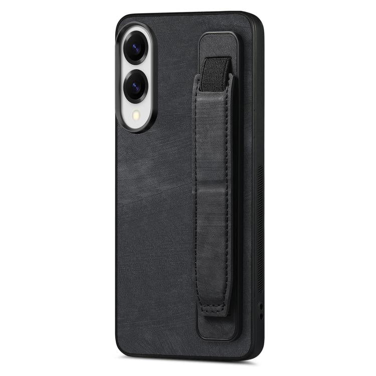 Retro Wristband Holder Leather Back Phone Case, Compatible with Samsung Galaxy S25 Edge 5G