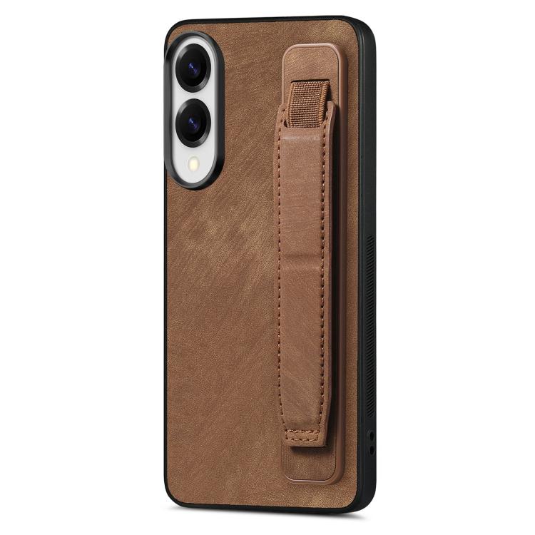 Retro Wristband Holder Leather Back Phone Case, Compatible with Samsung Galaxy S25 Edge 5G