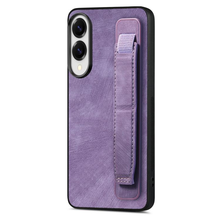 Retro Wristband Holder Leather Back Phone Case, Compatible with Samsung Galaxy S25 Edge 5G