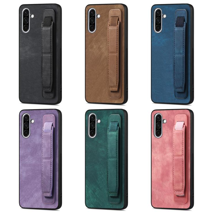 Retro Wristband Holder Leather Back Phone Case, Compatible with Samsung Galaxy S25 Edge 5G