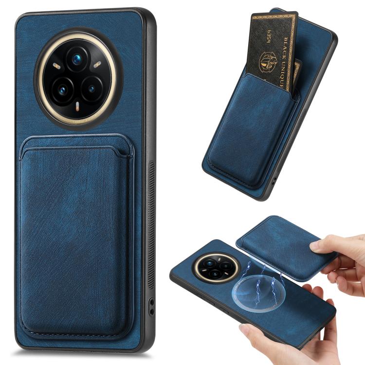 Retro Leather Card Bag Magnetic Phone Case, Compatible with Realme 14 Pro