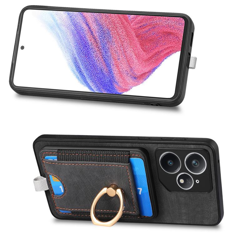 Retro Splitable Magnetic Card Bag Leather Phone Case, Compatible with Realme Neo7
