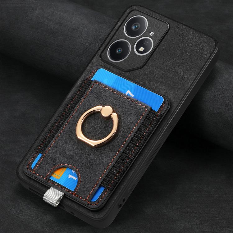 Retro Splitable Magnetic Card Bag Leather Phone Case, Compatible with Realme Neo7