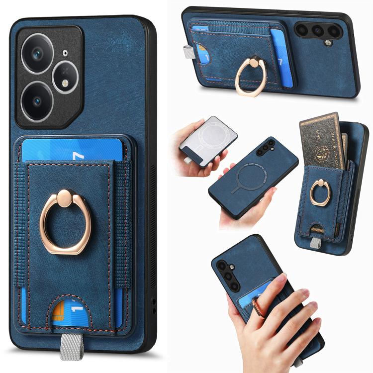 Retro Splitable Magnetic Card Bag Leather Phone Case