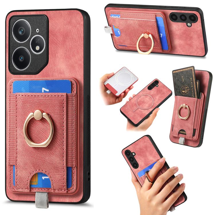 Retro Splitable Magnetic Card Bag Leather Phone Case, Compatible with Realme Neo7