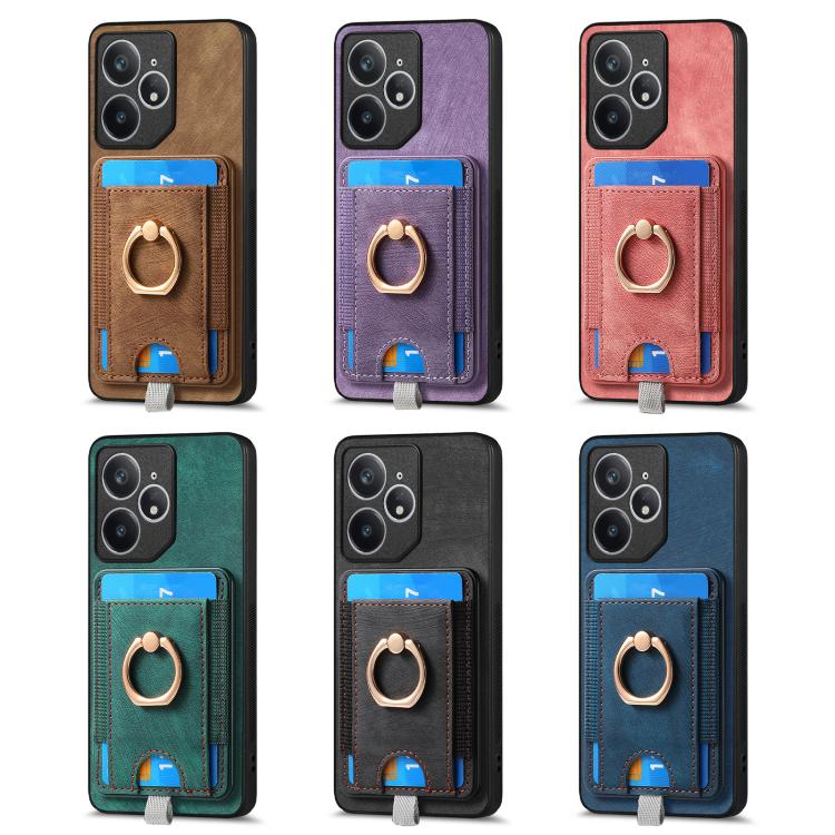 Retro Splitable Magnetic Card Bag Leather Phone Case, Compatible with Realme Neo7