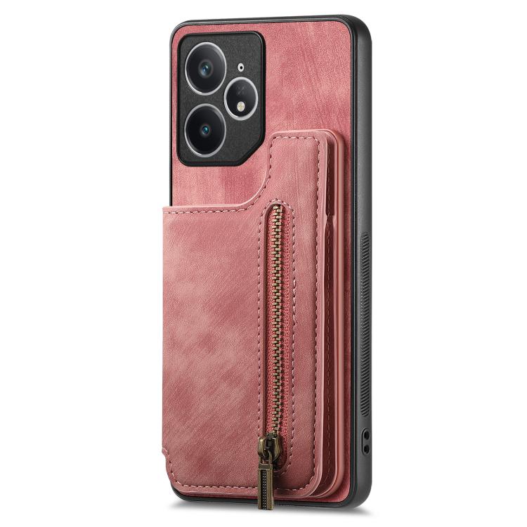 Retro Leather Zipper Wallet Back Phone Case, Compatible with Realme Neo7