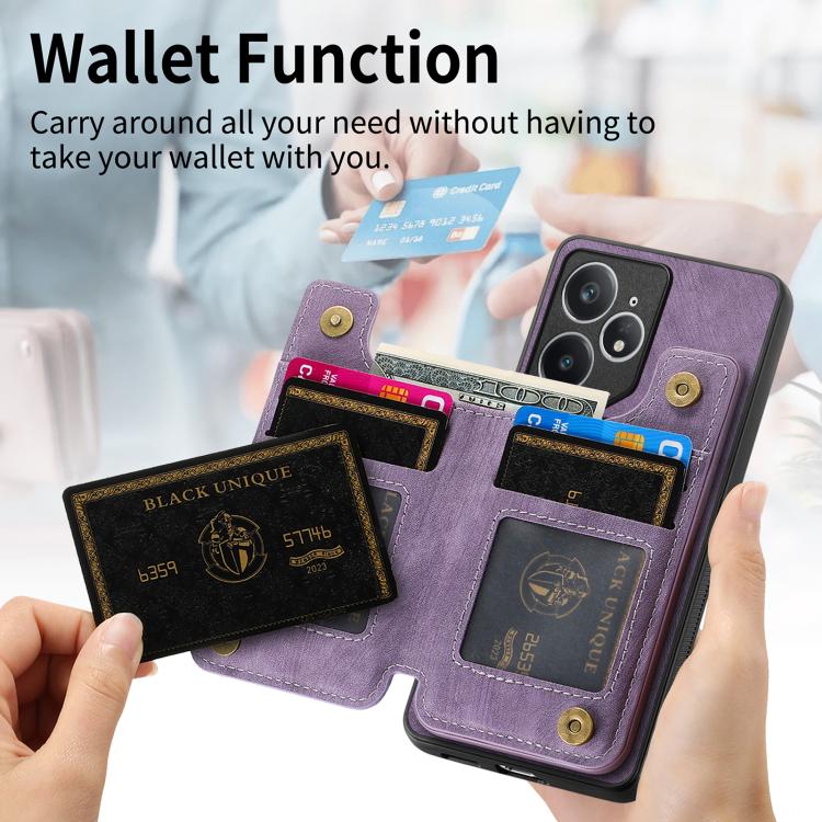 Retro Leather Zipper Wallet Back Phone Case, Compatible with Realme Neo7