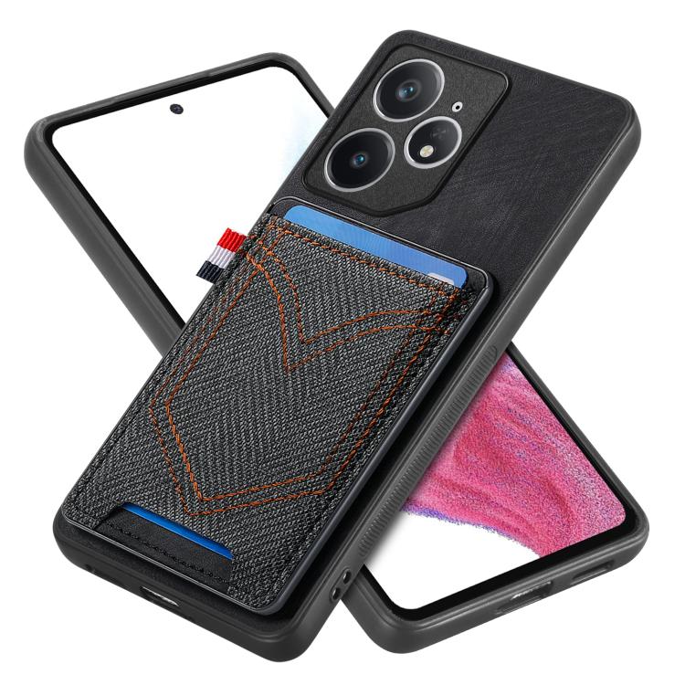 Denim Texture Leather Skin Phone Case with Card Slot, Compatible with Realme 14 Pro