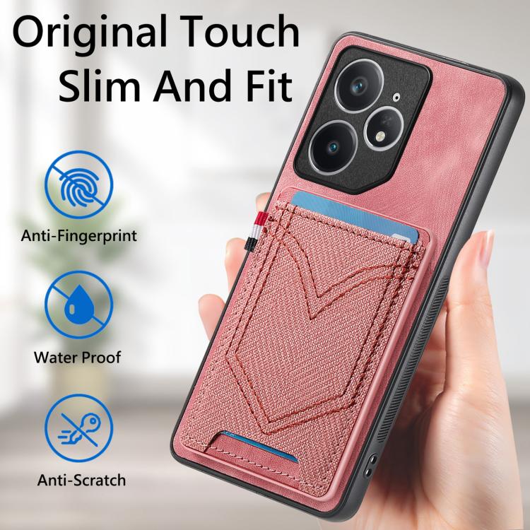 Denim Texture Leather Skin Phone Case with Card Slot, Compatible with Realme 14 Pro