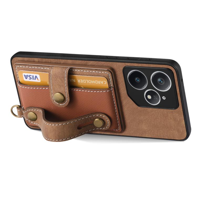 Retro Cross Wristband Wallet Leather Back Phone Case, Compatible with Realme Neo7