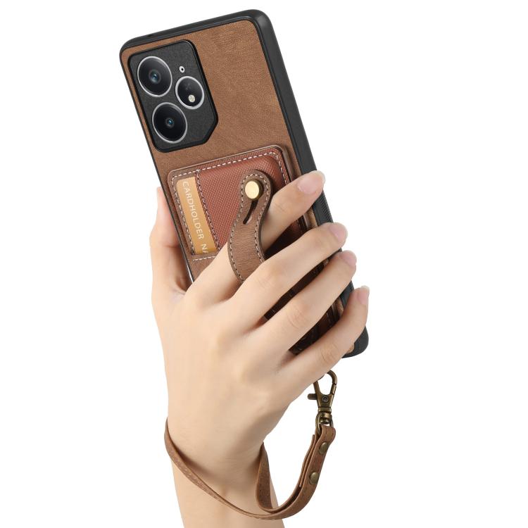 Retro Cross Wristband Wallet Leather Back Phone Case, Compatible with Realme Neo7