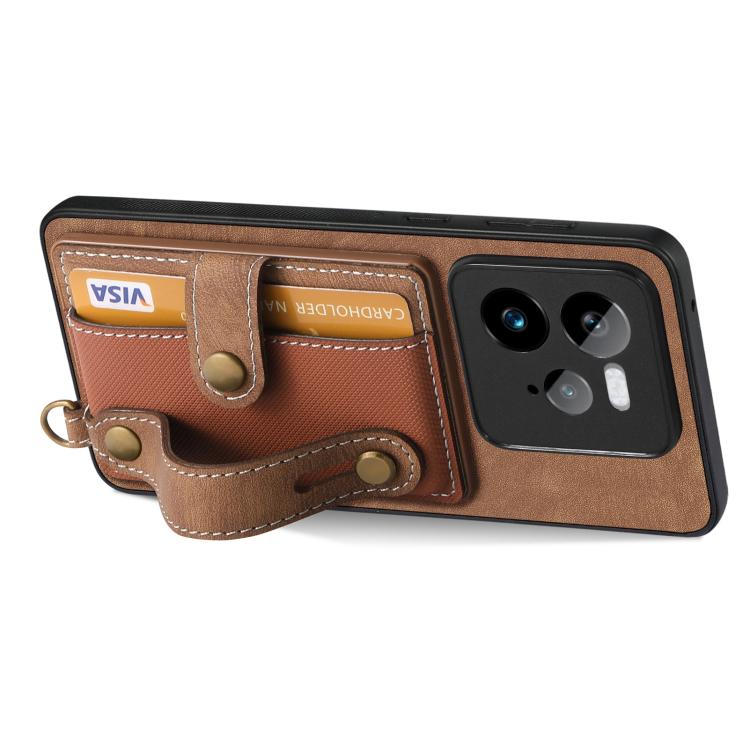 Retro Cross Wristband Wallet Leather Back Phone Case, Compatible with Realme GT 7 Pro