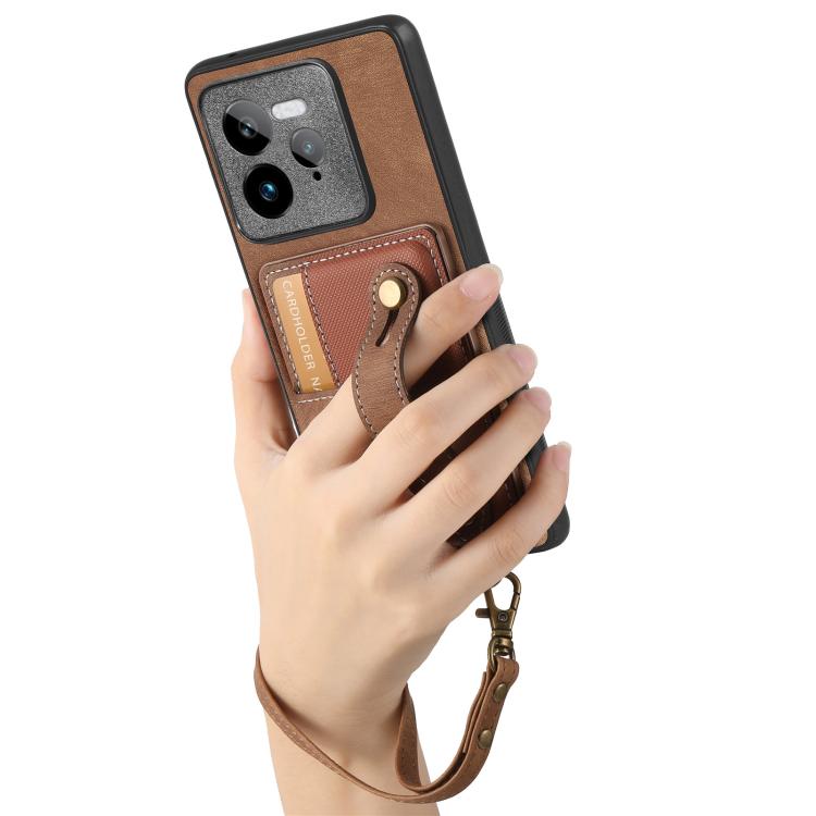 Retro Cross Wristband Wallet Leather Back Phone Case, Compatible with Realme GT 7 Pro