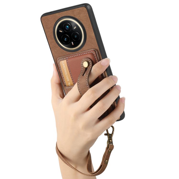 Retro Cross Wristband Wallet Leather Back Phone Case, Compatible with Realme 14 Pro