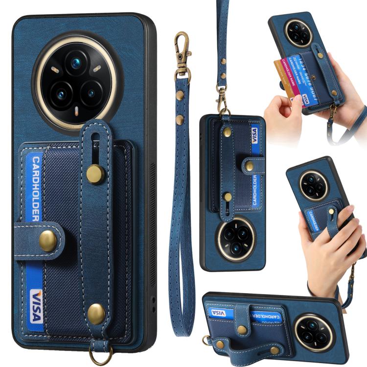 Retro Cross Wristband Wallet Leather Back Phone Case, Compatible with Realme 14 Pro+