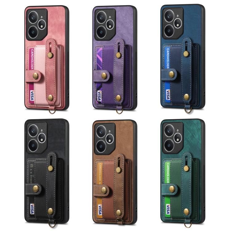 Retro Cross Wristband Wallet Leather Back Phone Case, Compatible with Realme GT 7 Pro