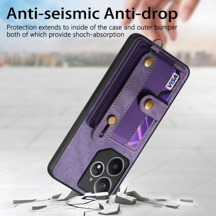 Retro Cross Wristband Wallet Leather Back Phone Case, Compatible with Realme 14 Pro