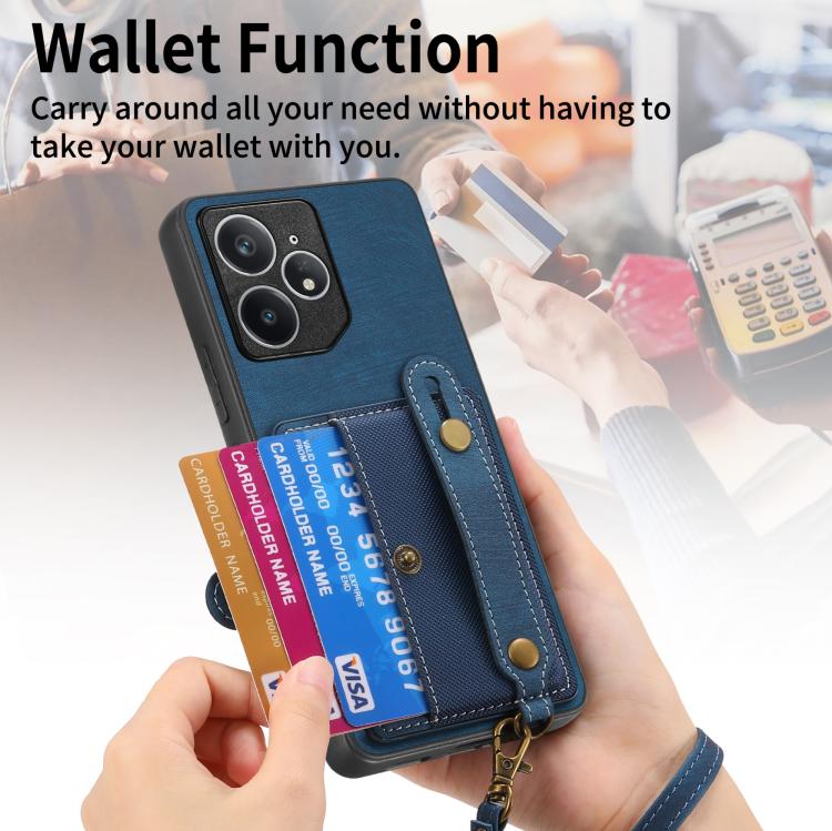 Retro Cross Wristband Wallet Leather Back Phone Case, Compatible with Realme Neo7