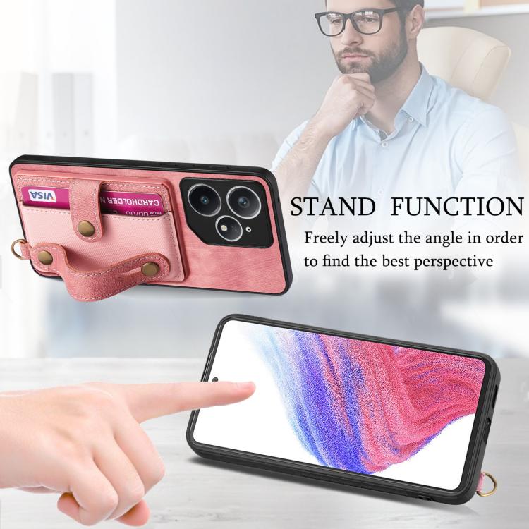 Retro Cross Wristband Wallet Leather Back Phone Case, Compatible with Realme Neo7
