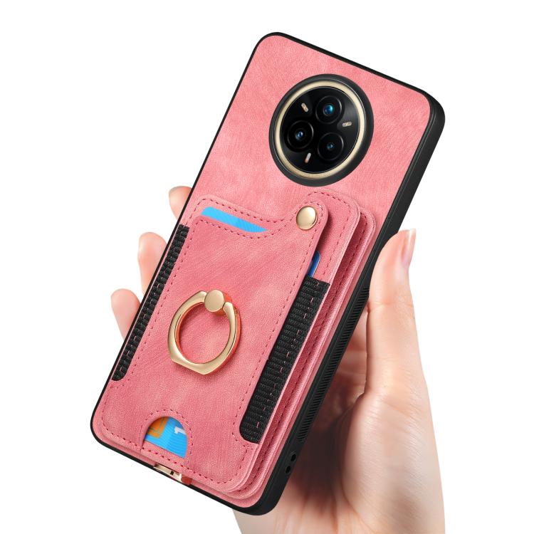 Retro Skin-feel Ring Multi-card Wallet Phone Case, Compatible with Realme 14 Pro+