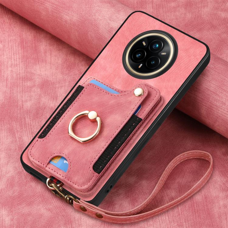 Retro Skin-feel Ring Multi-card Wallet Phone Case, Compatible with Realme 14 Pro+