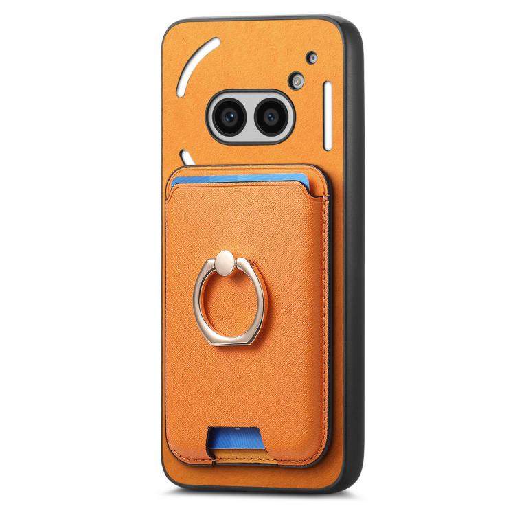 Retro Cross Leather Ring Vertical Insert Card Bag MagSafe Phone Case, Compatible with Nothing Phone 2a