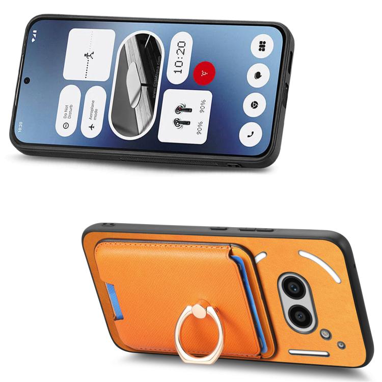 Retro Cross Leather Ring Vertical Insert Card Bag MagSafe Phone Case, Compatible with Nothing Phone 2a