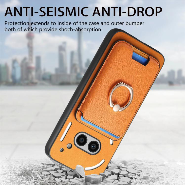 Retro Cross Leather Ring Vertical Insert Card Bag MagSafe Phone Case, Compatible with Nothing Phone 2a