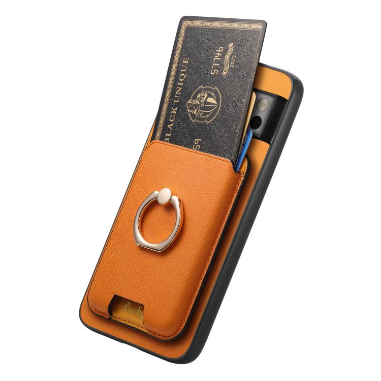 Retro Cross Leather Ring Vertical Insert Card Bag MagSafe Phone Case, Compatible with Google Pixel 8 Pro