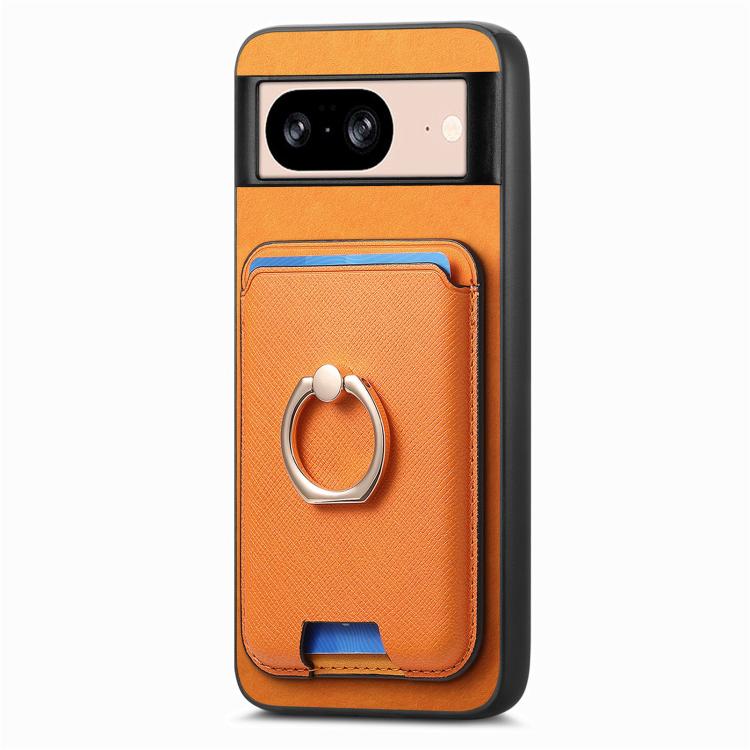 Retro Cross Leather Ring Vertical Insert Card Bag MagSafe Phone Case, Compatible with Google Pixel 8