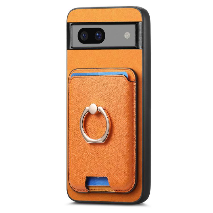 Retro Cross Leather Ring Vertical Insert Card Bag MagSafe Phone Case, Compatible with Google Pixel 7