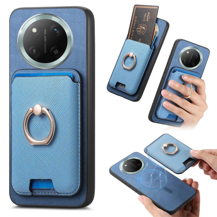 Retro Cross Leather Ring Vertical Insert Card Bag MagSafe Phone Case, Compatible with Honor X60 Pro 5G