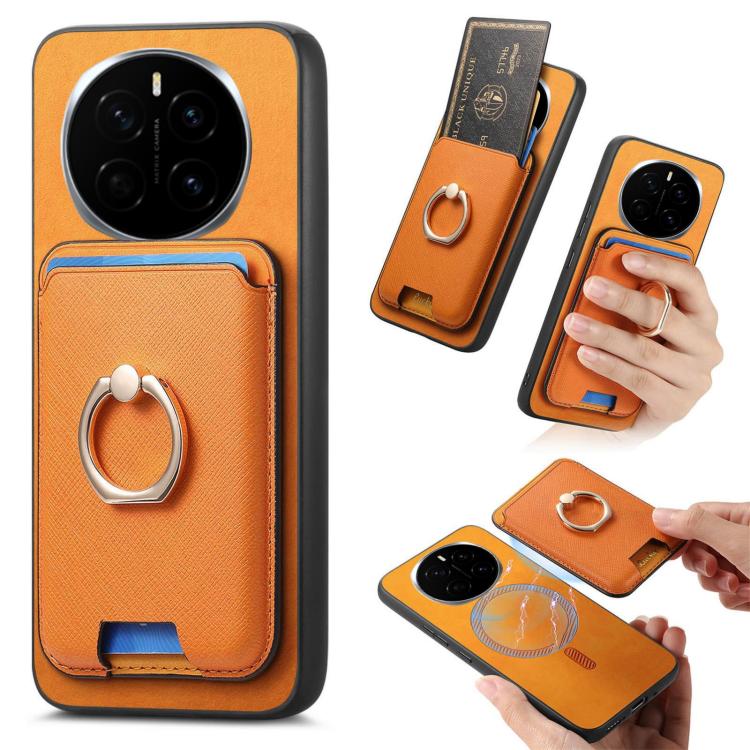 Retro Cross Leather Ring Vertical Insert Card Bag MagSafe Phone Case, Compatible with Honor Magic7