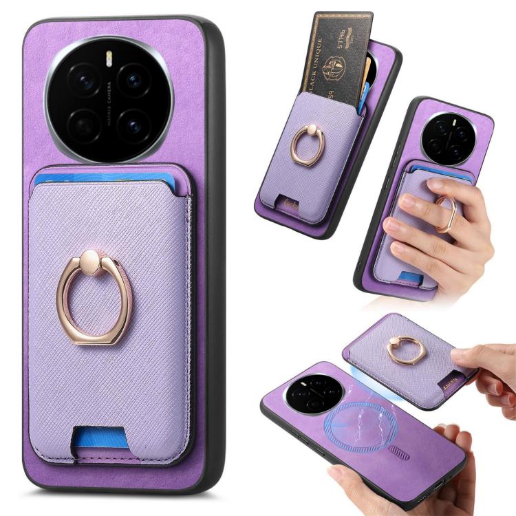 Retro Cross Leather Ring Vertical Insert Card Bag MagSafe Phone Case, Compatible with Honor Magic7