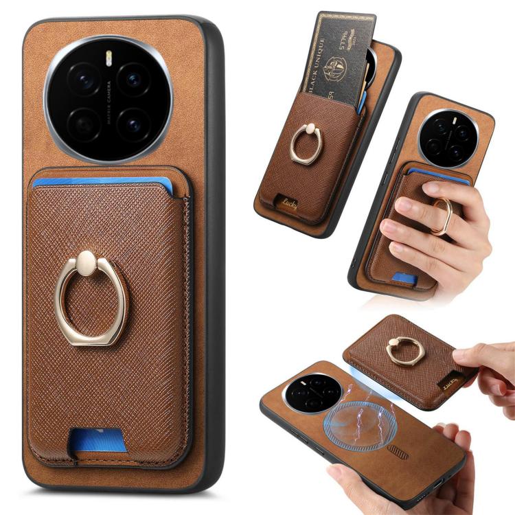 Retro Cross Leather Ring Vertical Insert Card Bag MagSafe Phone Case, Compatible with Honor Magic7