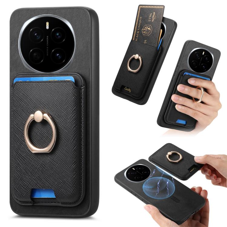 Retro Cross Leather Ring Vertical Insert Card Bag MagSafe Phone Case, Compatible with Honor Magic7