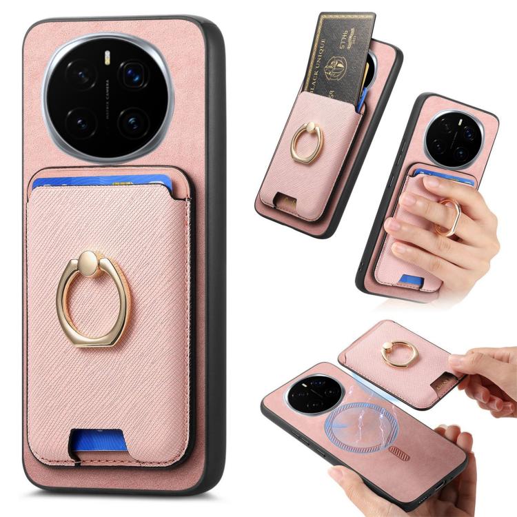 Retro Cross Leather Ring Vertical Insert Card Bag MagSafe Phone Case, Compatible with Honor Magic7 Pro