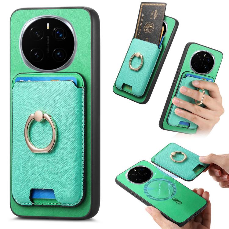 Retro Cross Leather Ring Vertical Insert Card Bag MagSafe Phone Case, Compatible with Honor Magic7 Pro